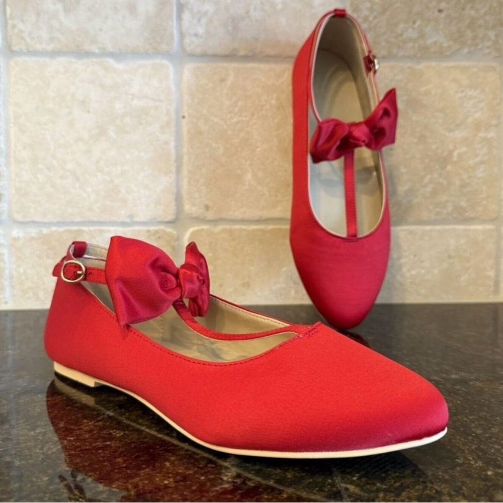 Janie and Jack Red Bow Kids Dress Shoes